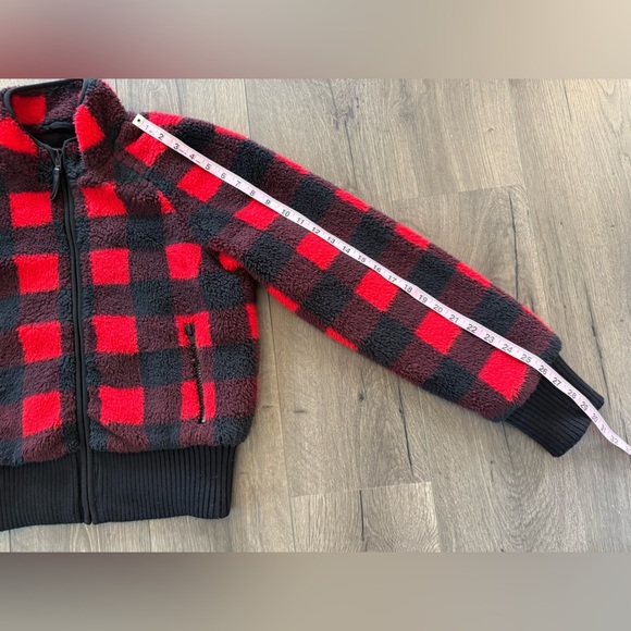 Mother Funnel Neck Ribbed Jacket Women's Small Buffalo Plaid Teatime - Picture 12 of 14